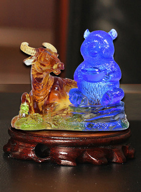 集雅轩宋韶光大师2026马年吉祥物生肖属鼠 牛熊保岁 琉璃吊坠礼品