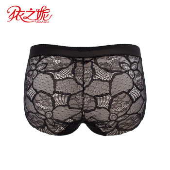 Yizini underwear floral embroidery sexy lace refreshing and transparent mid-waist boxer hip lifting seamless underwear 529K8