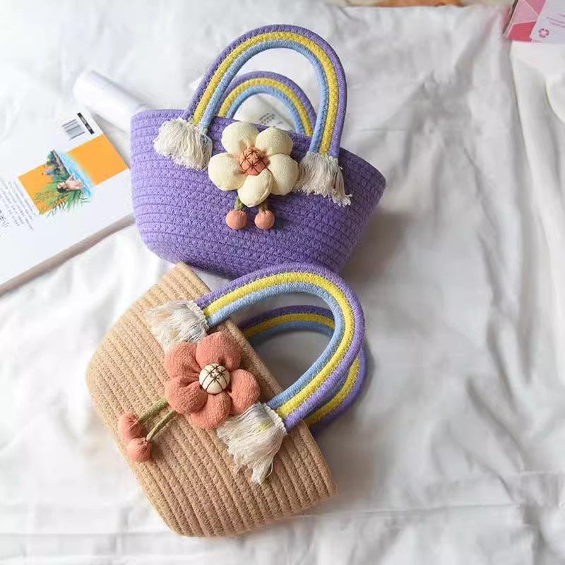彩虹编织包棉绳女士包包手提包儿童节婚礼手提手拎伴手礼包沙滩包,淘宝优惠券,粉丝福利购,淘宝优惠卷