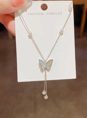 蝴蝶时尚超仙网红气质项链贝壳