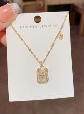 微镶锆石方形十字架吊坠项链