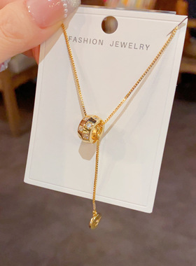 时尚百搭超闪镶钻小蛮腰流苏项链