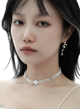 禾派 白贝四叶草双层项链S925纯银小众高级感气质百搭项链