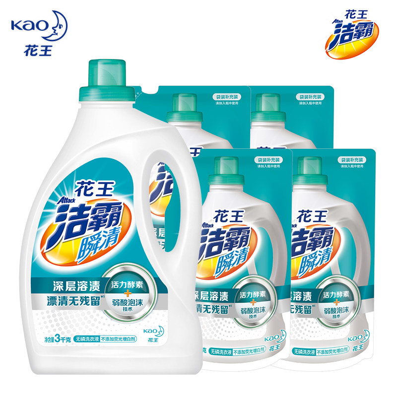 花王洁霸无磷原香酵素家庭装洗衣液 洁霸常规洗衣液