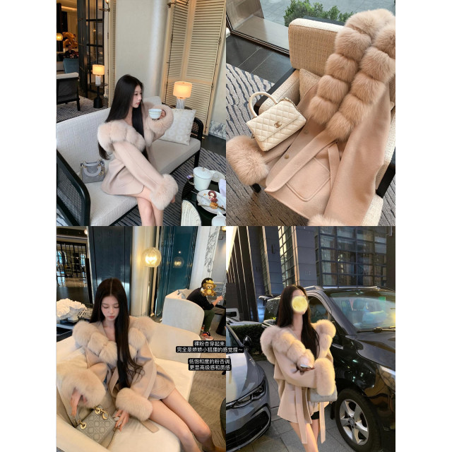 POET WONG【精灵狐】超重磅!!娇宠千金感大狐狸毛领100羊毛双面呢