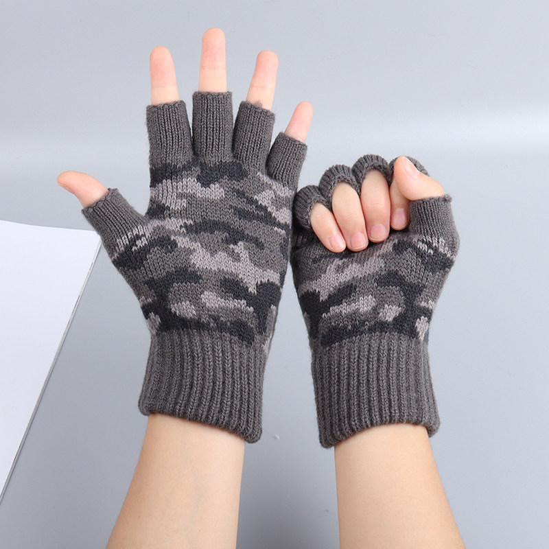 新款半指手套男冬季保暖加厚毛线防寒骑行开车露五指工作休闲帅气,淘宝优惠券,粉丝福利购,淘宝优惠卷