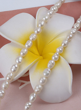 螺纹米珠巴洛克项链5-6mm淡水珍珠天然白色