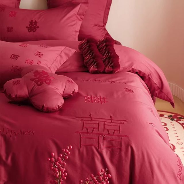Hengqia Home Textile Romantic Wedding Cotton Bedding Sheets Four-Piece Set