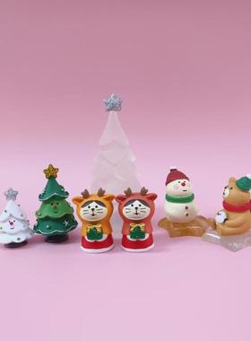 麋鹿桌面公仔造景拉雪橇氛围可爱