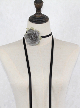 泡泡纱女立体烧边花颈带