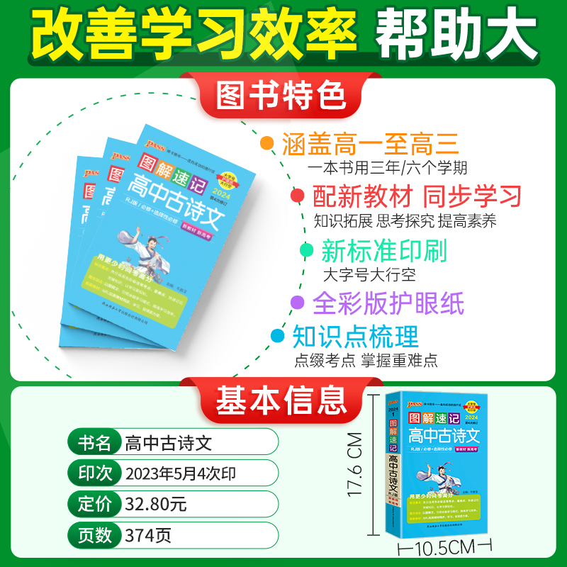 新教材】高中古诗文语文必背古诗词新高考版必备文言文必修选择性选修人教知识点小册子随身记教辅辅导资料口袋书pass绿卡图解速记-图0