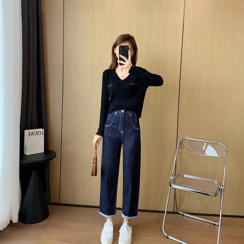 巨显瘦梨形不易褪色蓝深蓝色百搭高腰牛仔裤女薄款早秋款,淘宝优惠券,粉丝福利购,淘宝优惠卷