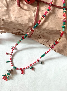 圣诞系列米珠串珠项链女小众设计感高级轻奢气质百搭锁骨链