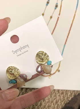 小众蓝松石系列天然石头锁骨链叠戴法式福禄吊坠项链高级感百搭