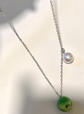 岁岁平安拉丝苹果红绿项链可爱锁骨链