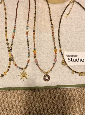 甜甜圈文艺小清新天然石串珠项链叠戴圈圈锁骨链