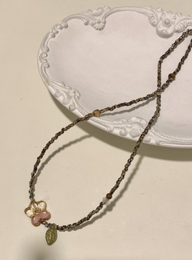 【冬日暖阳】复古棕色系小众百搭串珠项链 锁骨链