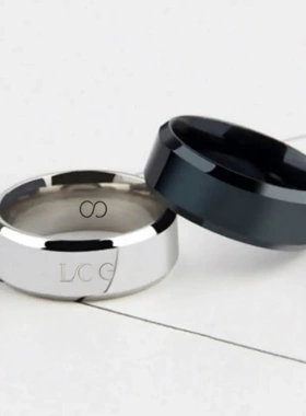 现货秒发爆款钛钢配饰8mm斜边亮面戒指光面不锈钢镜面抛光指环饰