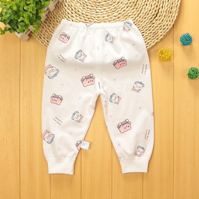 新生婴儿夏季裤子男女宝宝纯棉薄款可开档长裤0-1岁3-6-9-12个月 - 图0