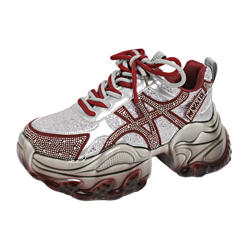 老爹鞋女2026新款鞋子厚底水钻增高紫色配阔腿裤的百搭小个子超火,淘宝优惠券,粉丝福利购,淘宝优惠卷