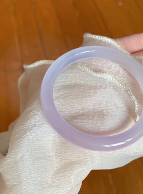 冰种玉髓手镯芋泥啵啵镯子玛瑙圆条白月光岫玉天然紫罗兰手