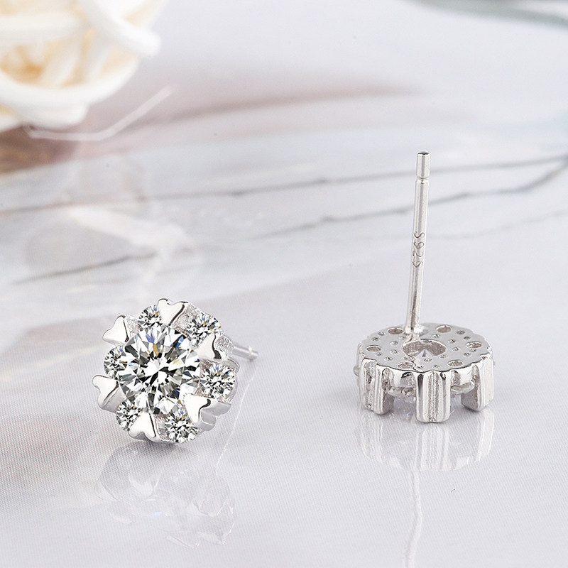 S925纯银DIY饰品雪花满钻耳钉女时尚气质甜美耳环耳饰百搭防过敏,淘宝优惠券,粉丝福利购,淘宝优惠卷