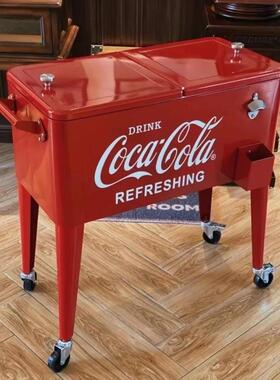 美国复古可口可乐手推车冷藏户外