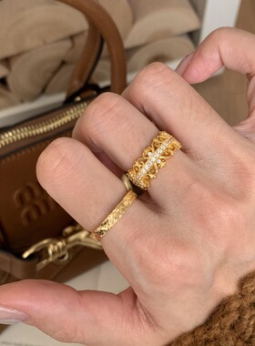 银世纪蕾丝戒指女法式叠戴指环