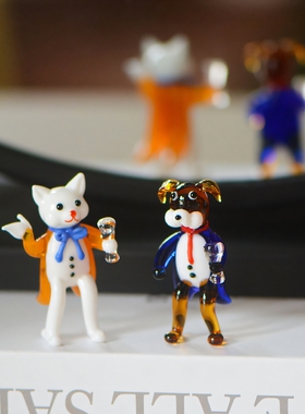 手工玻璃装饰品摆件卡通小动物