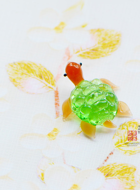 手作渔夫钓鱼招财乌龟玻璃工艺品