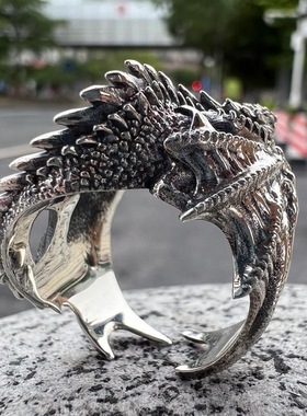 复古恶龙开口戒指男女权利的游戏欧美小众朋克霸气个性指环配饰品