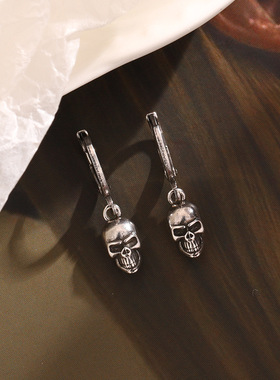 复古骷髅耳环男女欧美暗黑系朋克风亚文化潮流小众辣妹耳坠配饰