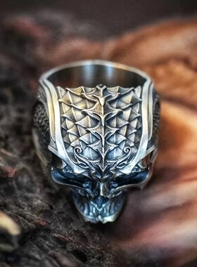 复古龙鳞纹骷髅戒指男朋克风小众嘻哈潮流暗黑系欧美夸张指环配饰
