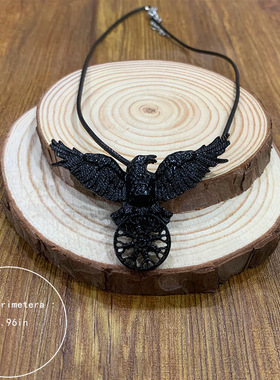 复古哥特风项链男女黑色乌鸦嘻哈朋克风高级感气质复古吊坠配饰品