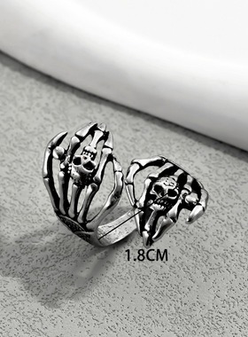 复古骷髅手掌戒指暗黑系小众夸张独特猎奇哥特风朋克指环配饰品