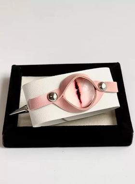 千禧辣妹亚文化恶魔之眼皮手环女小众独特哥特风潮流铆钉手链配饰