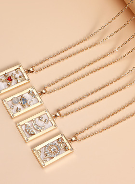 塔罗牌周边项链女命运之轮星星女祭司大阿卡那锁骨链小众个性配饰