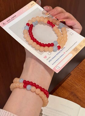 日韩叠戴三色手串女温柔风潮流甜美高级感ins独特手链配饰小众