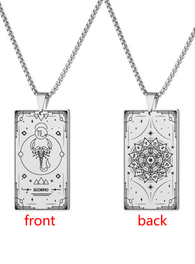 TAROT塔罗牌十二星座军牌项链巨蟹座摩羯座小众欧美吊坠配饰礼物