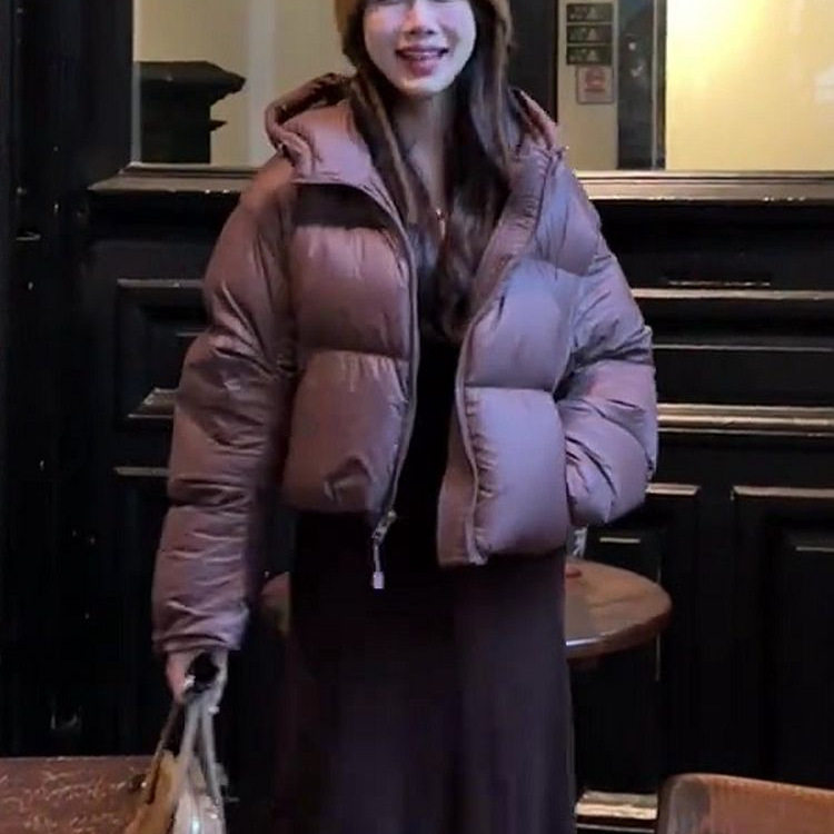 2026冬季时尚百搭紫色连帽短款面包服外套女加绒加厚棉服棉衣外套,淘宝优惠券,粉丝福利购,淘宝优惠卷