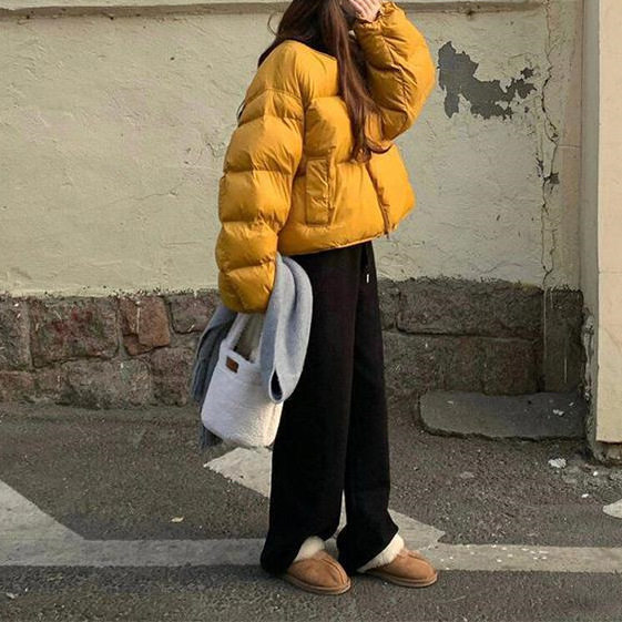姜黄色棉服女2026年冬季新款小个子短款加厚宽松面包服外套ins潮,淘宝优惠券,粉丝福利购,淘宝优惠卷