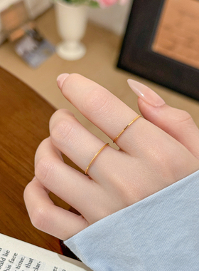 不掉色！ 简约素圈钛钢戒指女叠戴ins冷淡风超细光面食指关节尾戒