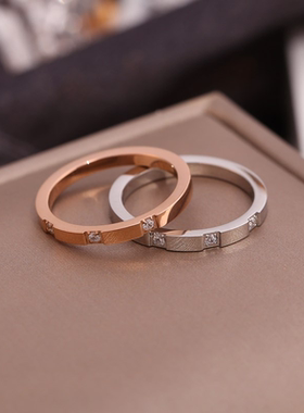 轻奢ins风18k钛钢女红小众戒指