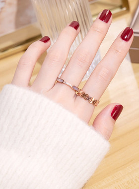 日系轻奢微镶指环白贝母不掉色