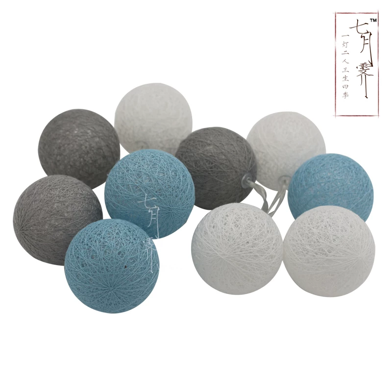 Украшение для комнаты Macaron, хлопковая нить, романтическая светодиодная маленькая гирлянда из хлопковых шариков вручная работа тайский