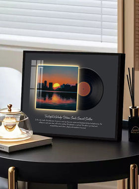 夕阳日落风景CD专辑唱片装饰画蓝牙音响发光挂画客厅电视桌面摆件
