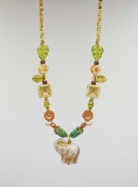 Iris原创设计复古小众艺术感项链大象手链捷克珠琉璃手作串珠颈链