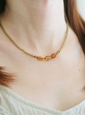 Iris原创设计手作项链咖啡豆复古小众高级感气质捷克珠女生礼物