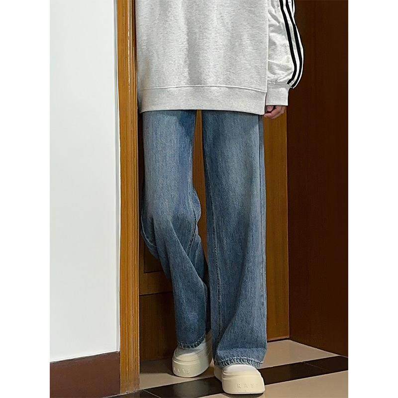 复古蓝直筒牛仔裤女秋冬加绒胖妹妹mm高腰宽松显瘦梨型身材阔腿裤,淘宝优惠券,粉丝福利购,淘宝优惠卷