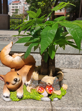 户外花园松鼠花缸摆件鸭子花缸